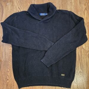 VINTAGE POLO RALPH LAUREN 100% Cotton Cowl Neck Sweater, Black, XL